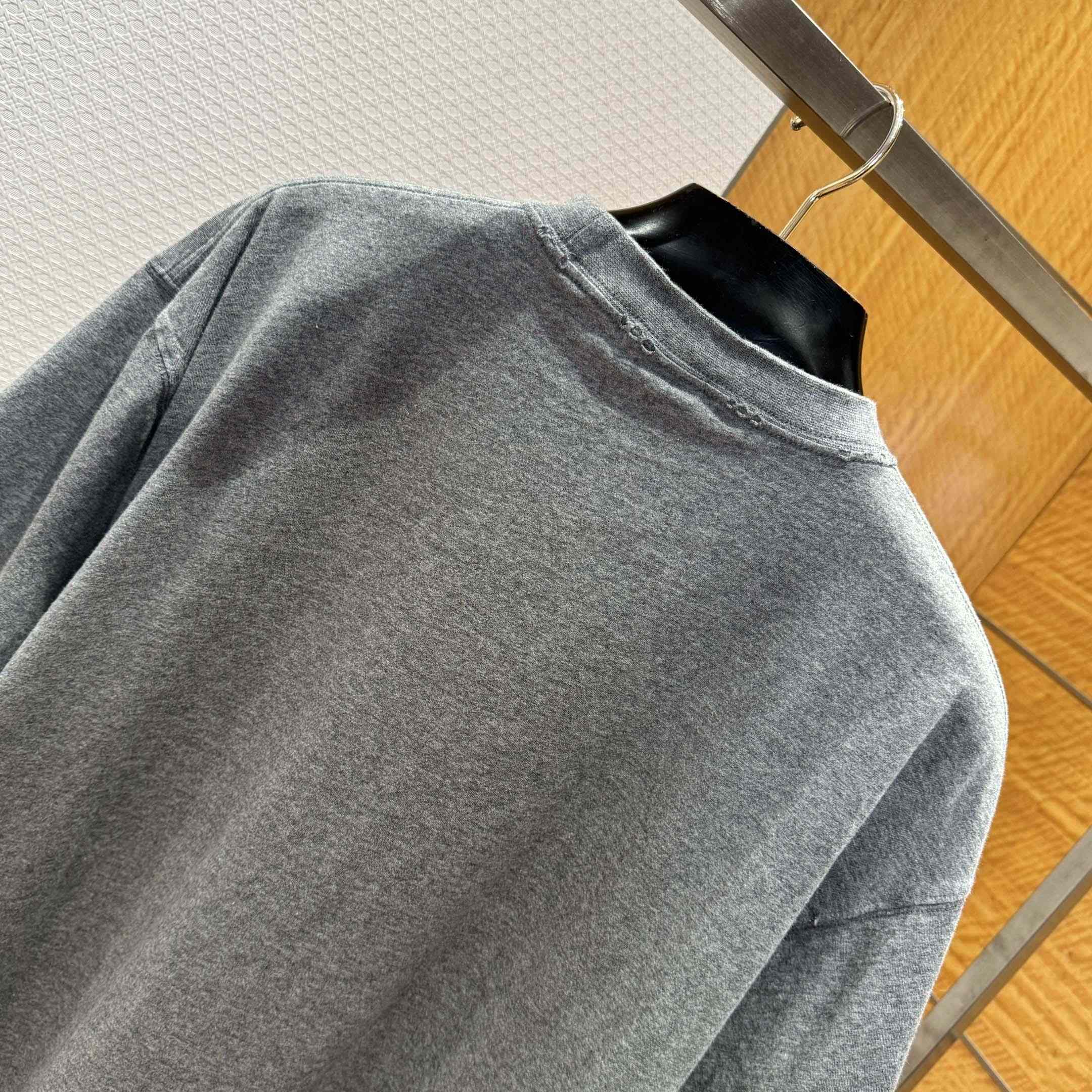 Balenciaga Luxury Script Oversized T-Shirt In Dark Heather Grey And Blue Dry Jersey - DesignerGu