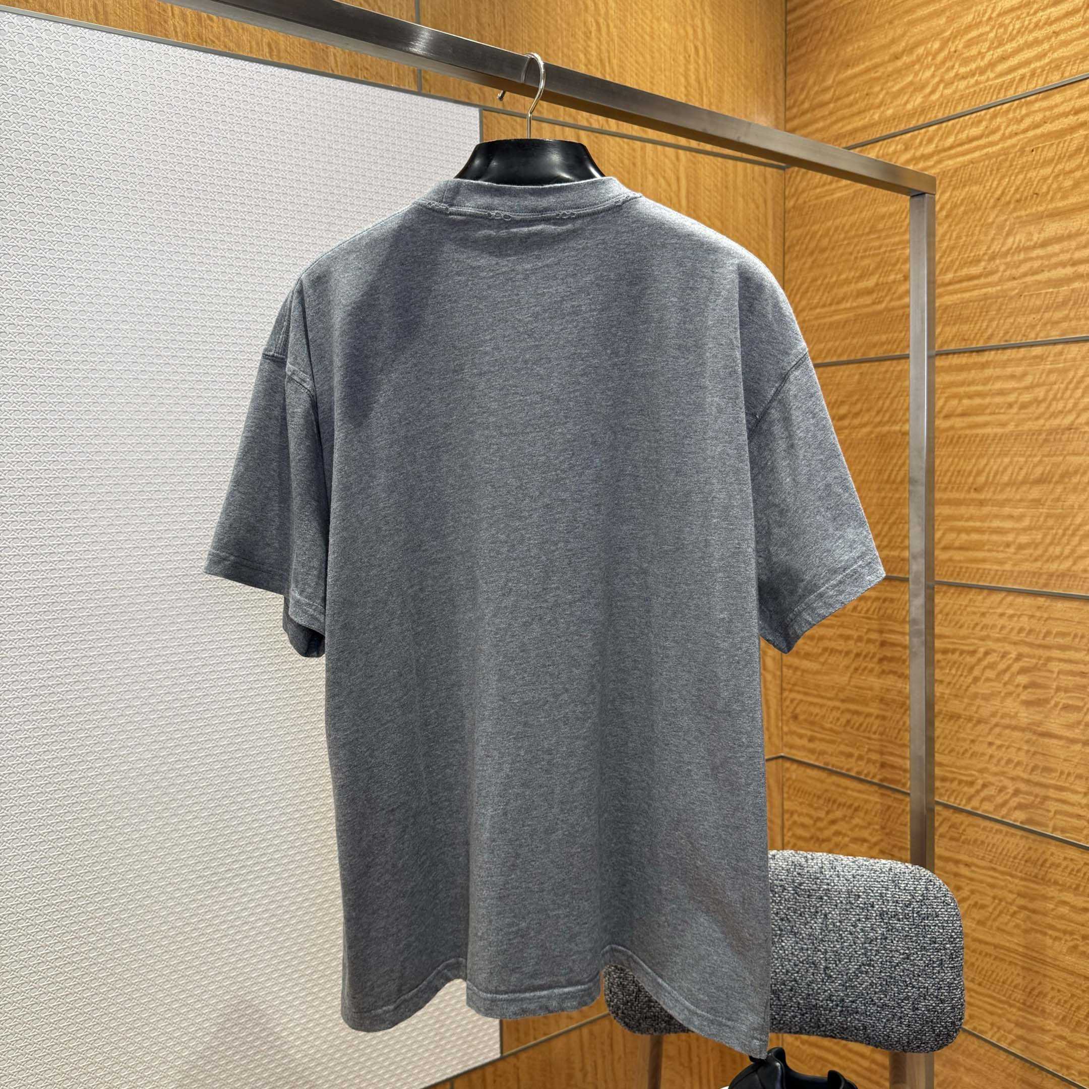 Balenciaga Luxury Script Oversized T-Shirt In Dark Heather Grey And Blue Dry Jersey - DesignerGu