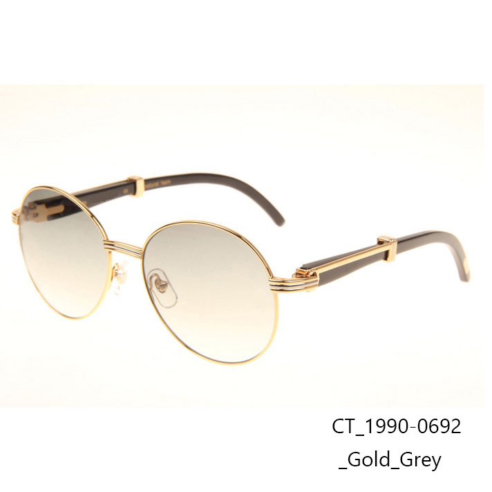 Cartier CT1990-0692 Black Buffalo Sunglasses In Gold Grey - DesignerGu