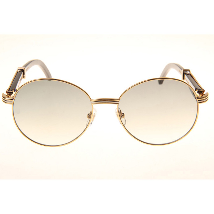 Cartier CT1990-0692 Black Buffalo Sunglasses In Gold Grey - DesignerGu