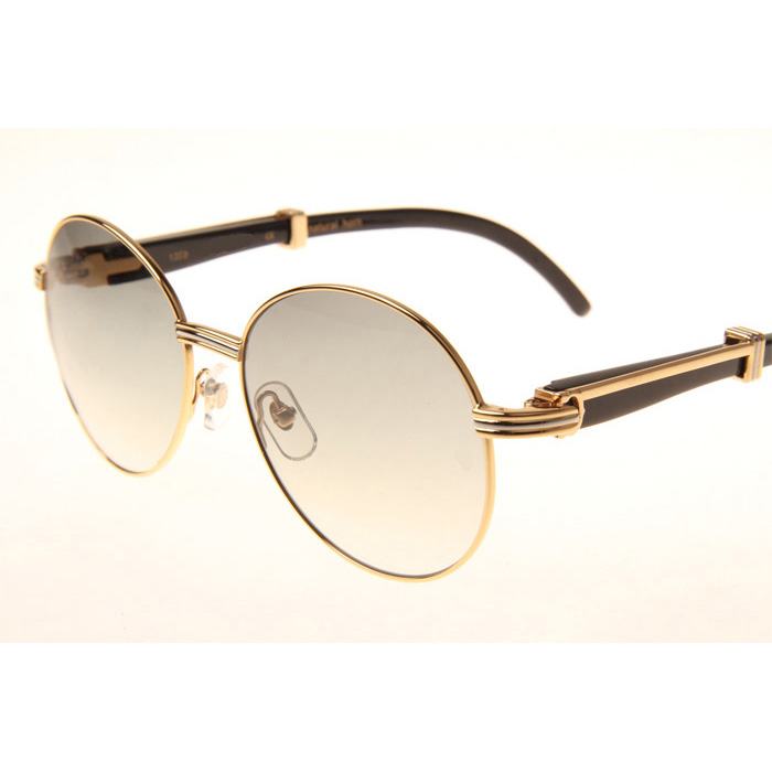 Cartier CT1990-0692 Black Buffalo Sunglasses In Gold Grey - DesignerGu