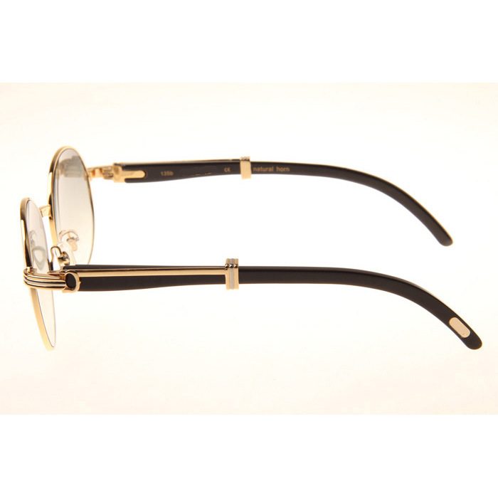 Cartier CT1990-0692 Black Buffalo Sunglasses In Gold Grey - DesignerGu