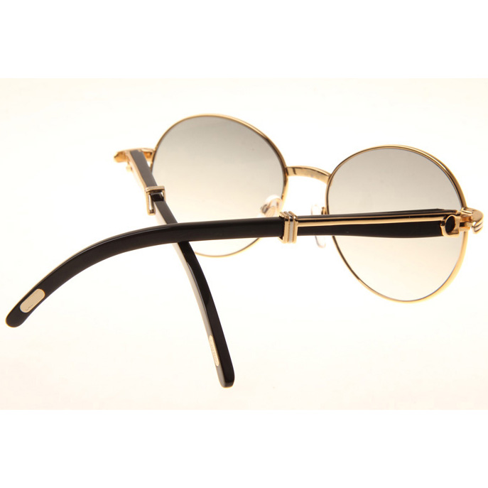 Cartier CT1990-0692 Black Buffalo Sunglasses In Gold Grey - DesignerGu
