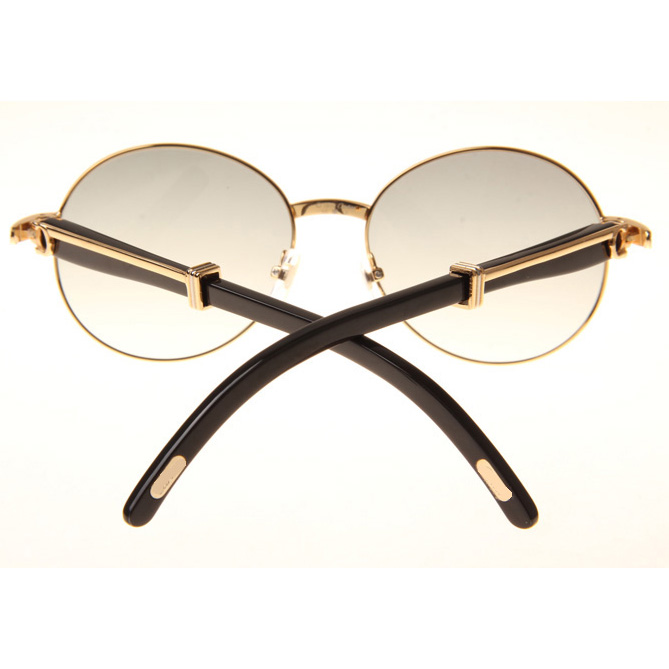 Cartier CT1990-0692 Black Buffalo Sunglasses In Gold Grey - DesignerGu
