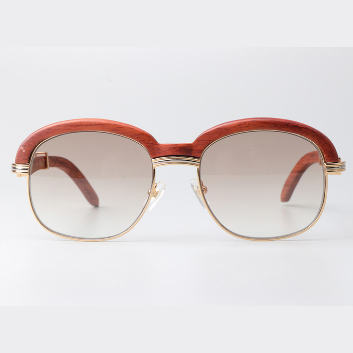 Cartier CT_1116679 Wood Sunglasses Gold Gradient Brown - DesignerGu
