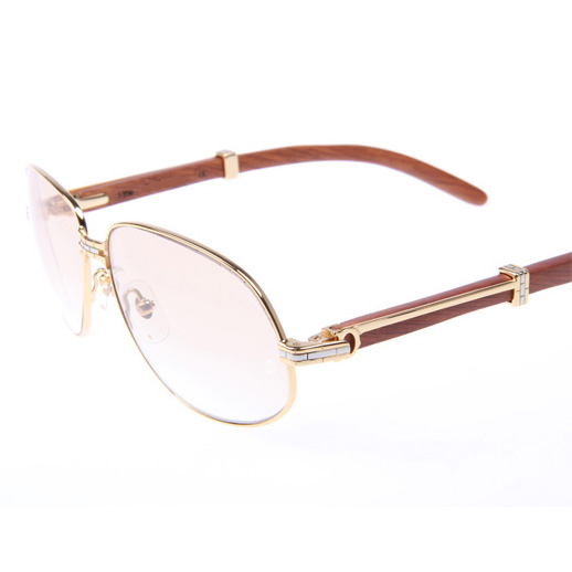 Cartier CT566 Wood Sunglasses In Gold - DesignerGu