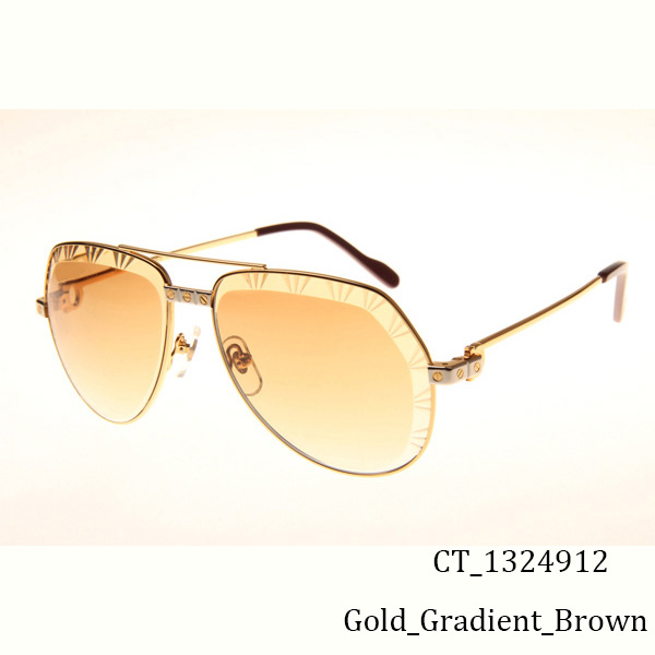 Cartier CT 1324912 Cut Lens Sunglasses In Gold Gradient Brown - DesignerGu