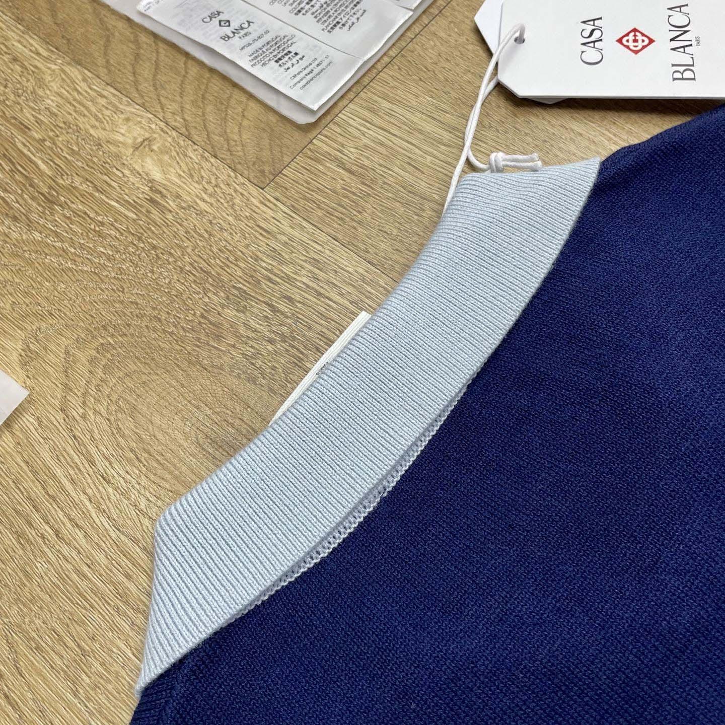 Casablanca Wool Knit Monogram Quarter-Zip Polo Shirt   D0099 - DesignerGu