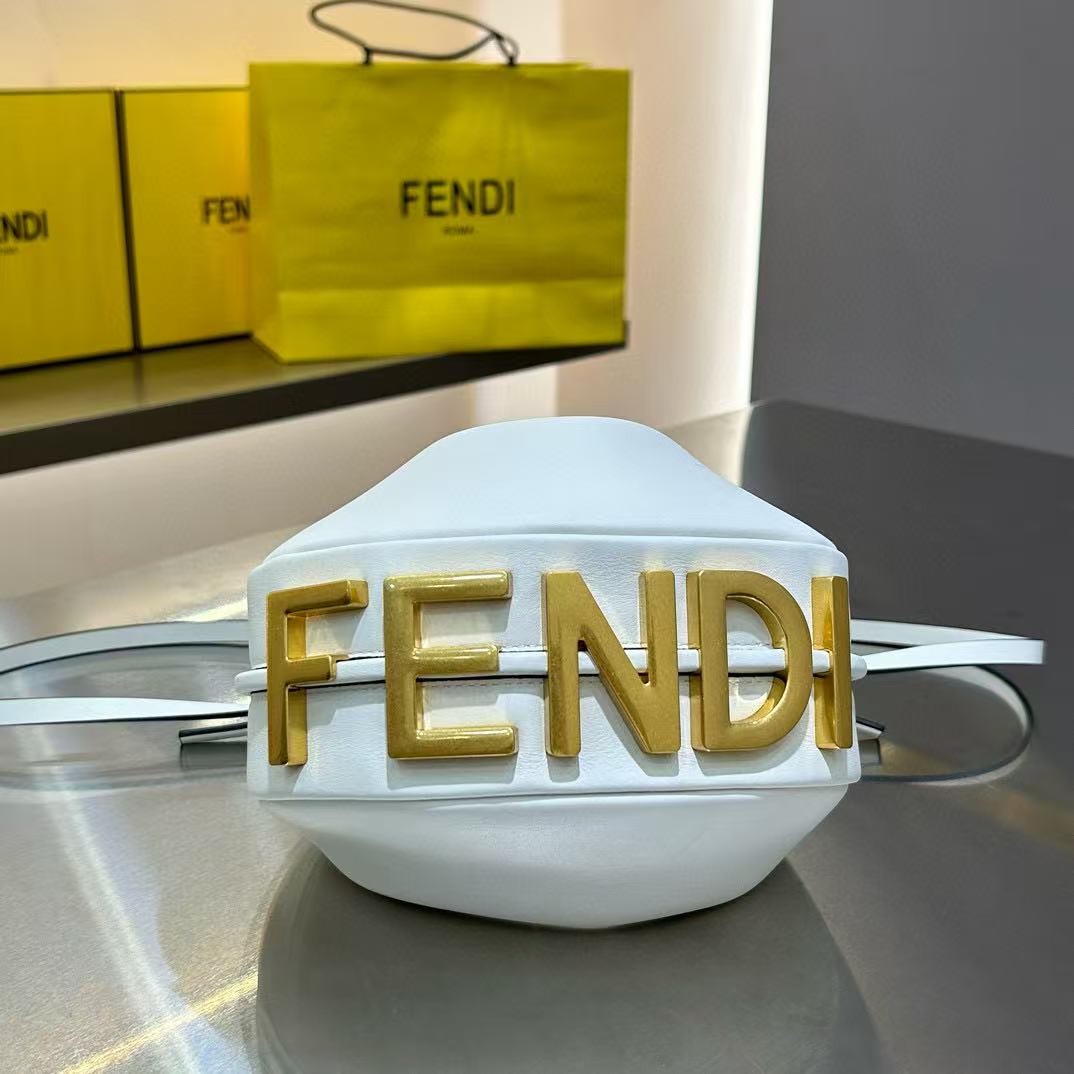 Fendi Fendigraphy White Leather Bag - DesignerGu