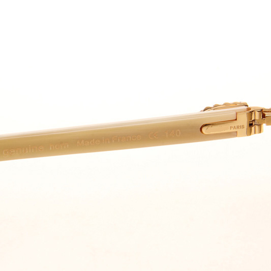 Cartier CT 3524012 Big Diamond White Buffalo Sunglasses In Gold Brown - DesignerGu