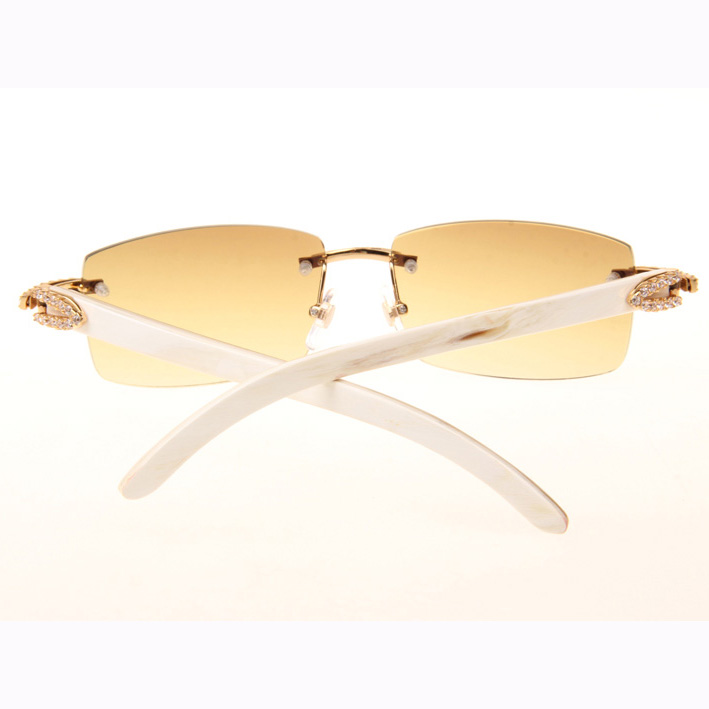 Cartier CT 3524012 Big Diamond White Buffalo Sunglasses In Gold Brown - DesignerGu
