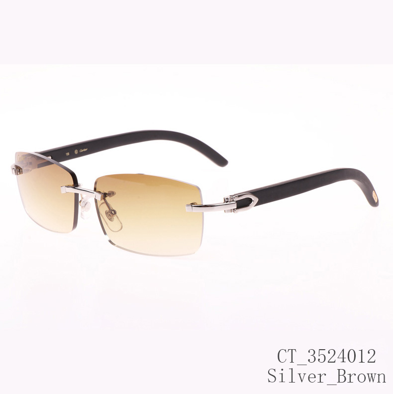 Cartier CT_3524012 Black Wood Sunglasses In Silver Brown - DesignerGu