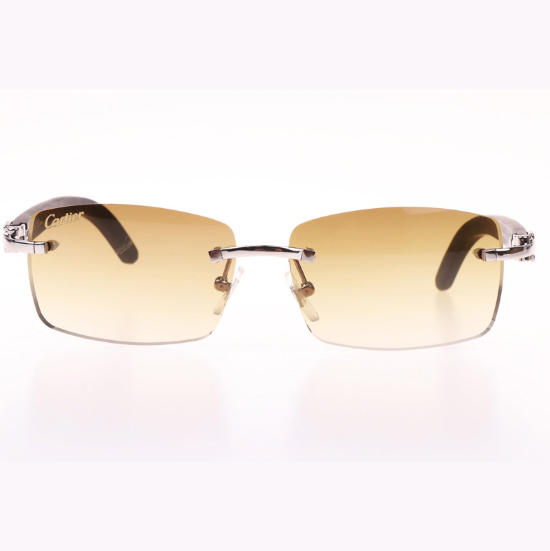 Cartier CT_3524012 Black Wood Sunglasses In Silver Brown - DesignerGu