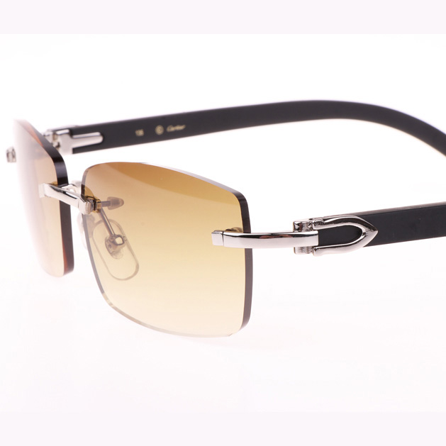 Cartier CT_3524012 Black Wood Sunglasses In Silver Brown - DesignerGu