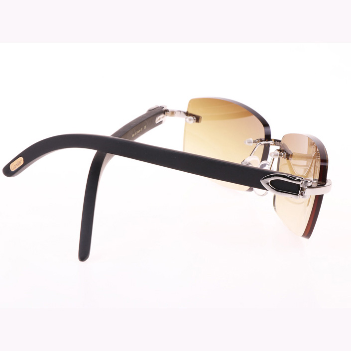 Cartier CT_3524012 Black Wood Sunglasses In Silver Brown - DesignerGu