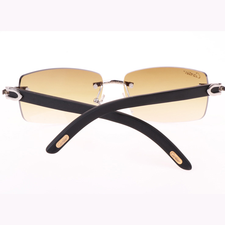 Cartier CT_3524012 Black Wood Sunglasses In Silver Brown - DesignerGu