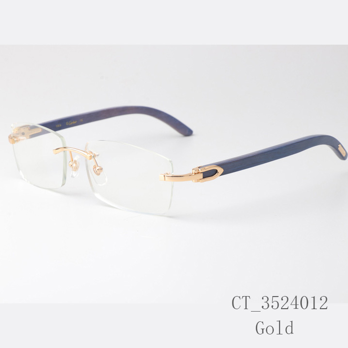 Cartier CT_3524012 Blue Arm Eyeglasses Gold - DesignerGu