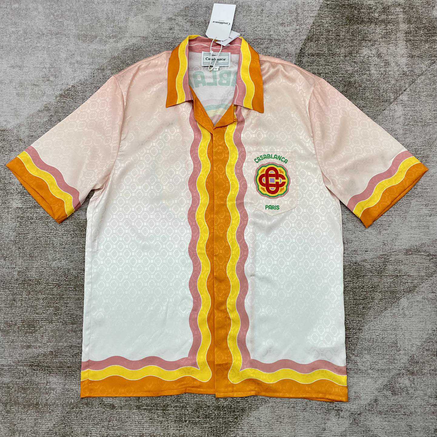 Casablanca Men's Rainbow Monogram Silk Camp Shirt   3452 - DesignerGu