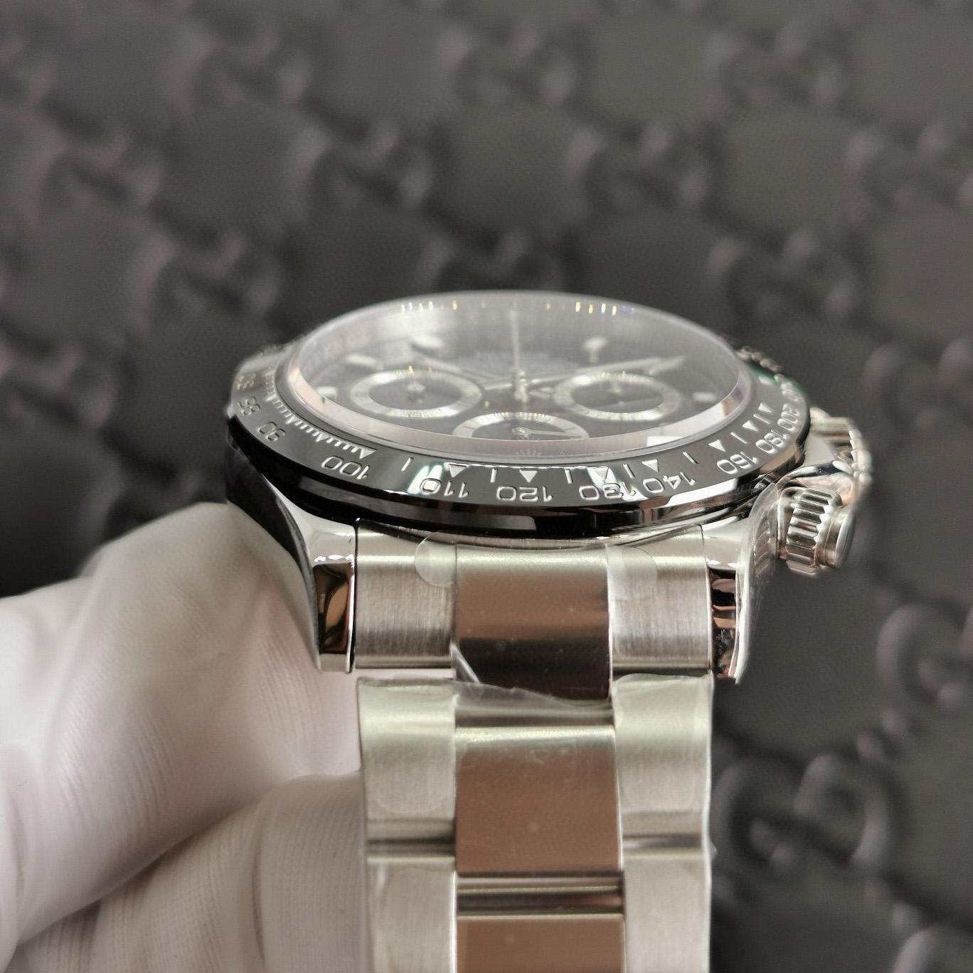 Rolex Cosmograph Daytona Stainless Steel Black Dial Watch 116500 - DesignerGu