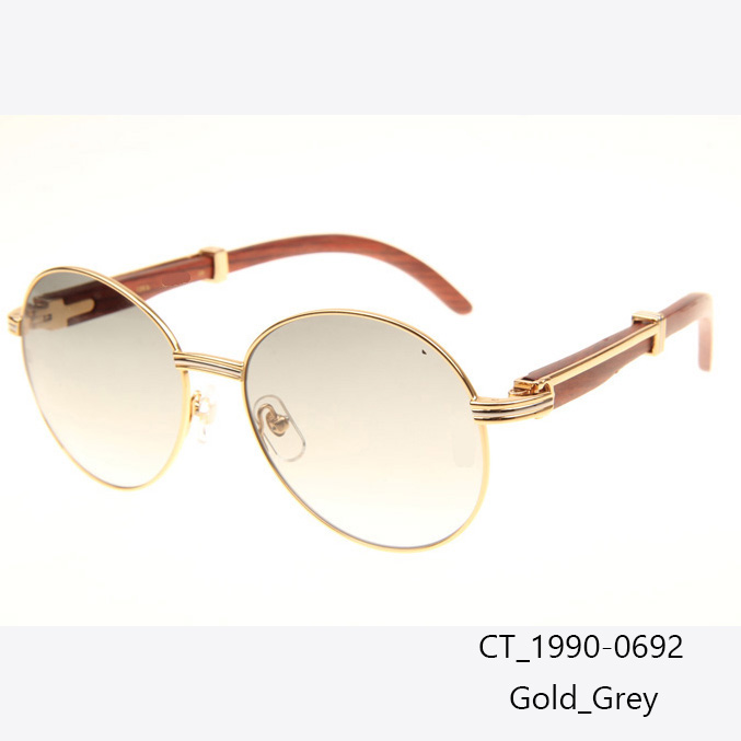 Cartier CT1990-0692 Wood Sunglasses In Gold Grey - DesignerGu