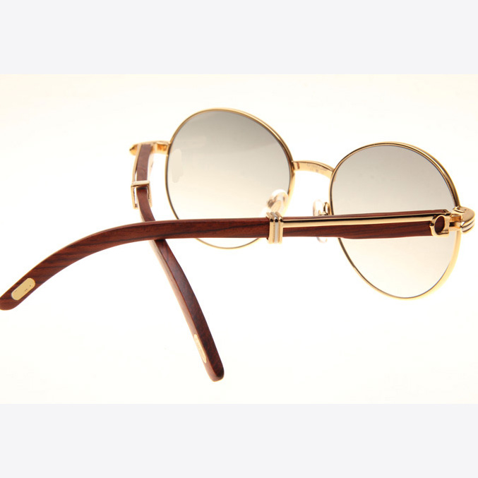 Cartier CT1990-0692 Wood Sunglasses In Gold Grey - DesignerGu