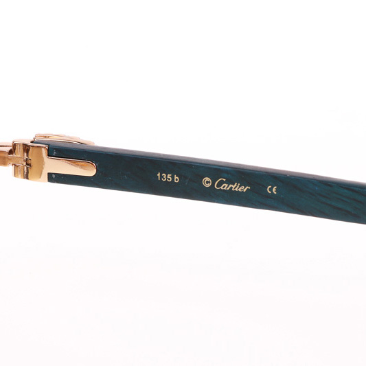 Cartier CT 3524012 Big Diamond Green Wood Sunglasses In Gold Brown - DesignerGu