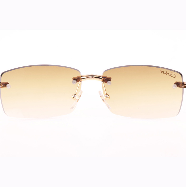 Cartier CT 3524012 Big Diamond Green Wood Sunglasses In Gold Brown - DesignerGu