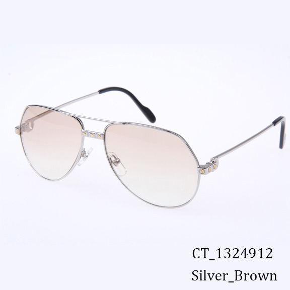 Cartier CT 1324912 Sunglasses In Silver Brown - DesignerGu