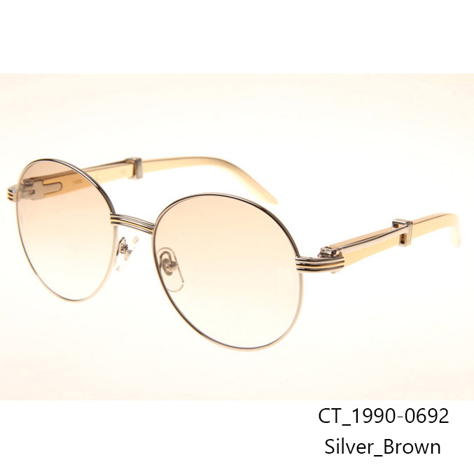 Cartier CT1990-0692 Gold Stainless Steel Sunglasses In Silver Brown - DesignerGu