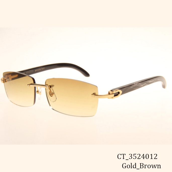 Cartier CT_3524012 Black Grey Buffalo Sunglasses In Gold Brown - DesignerGu
