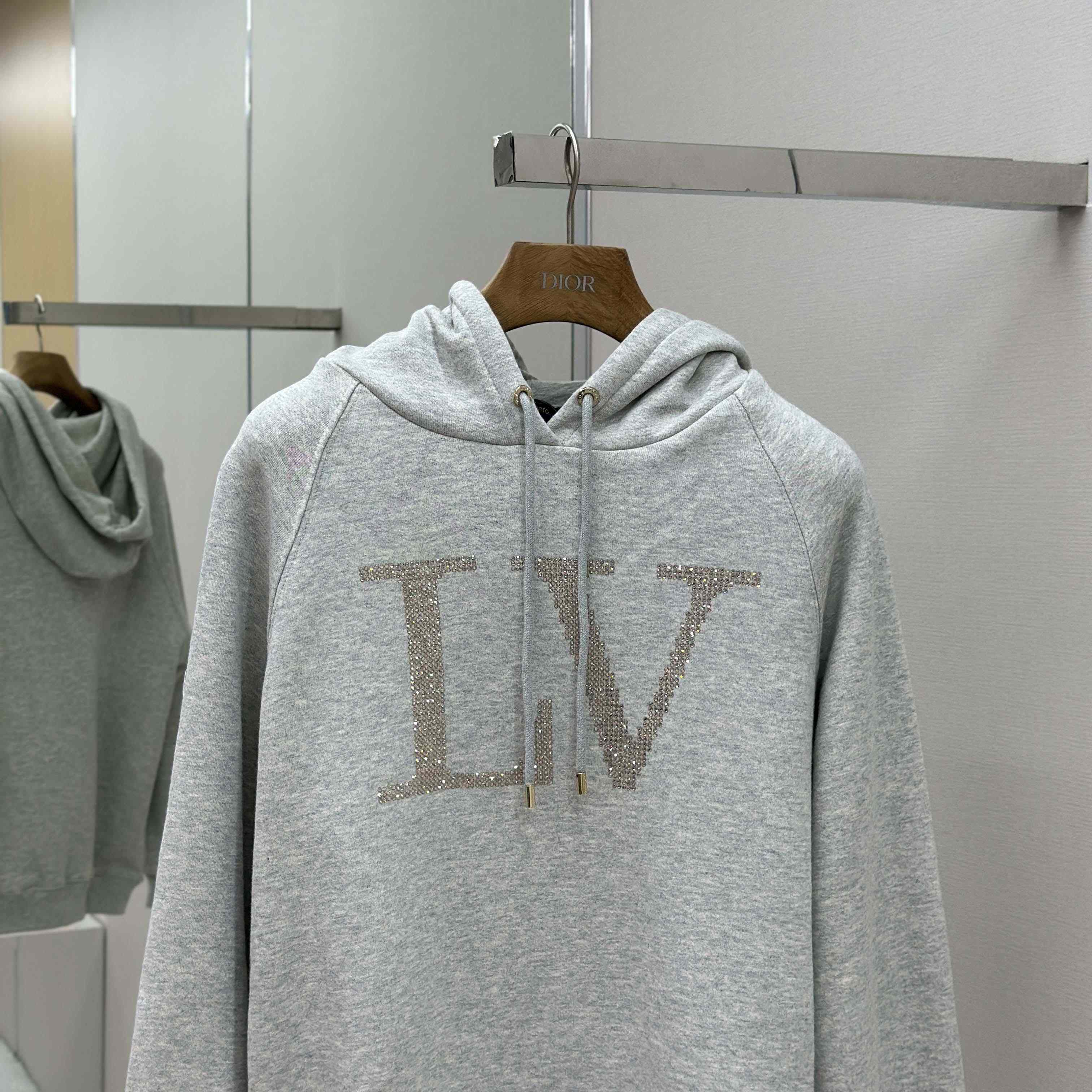 Louis Vuitton Rhinestone Signature Hoodie   1AIBLF - DesignerGu