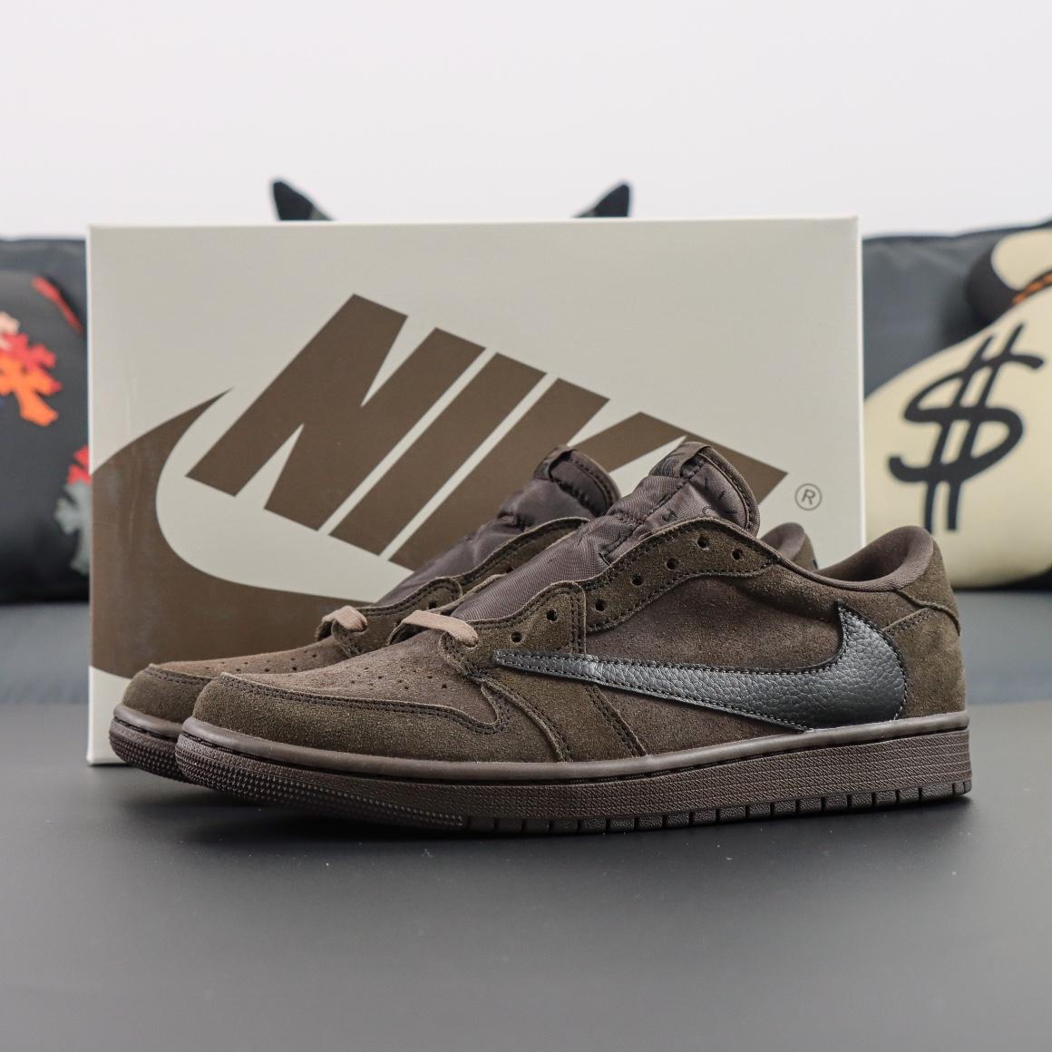 Travis Scott x Air Jordan 1 Low OG "Velvet Brown"    DM7866-202 - DesignerGu