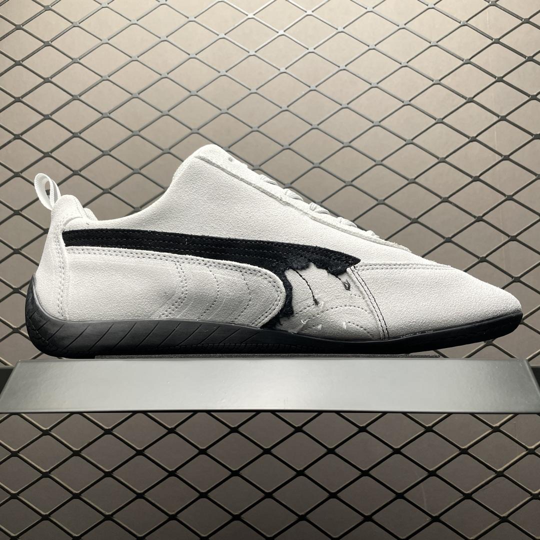 Balenciaga Speedcat Suede Balenciaga In White And Black Distressed Suede Cowskin - DesignerGu