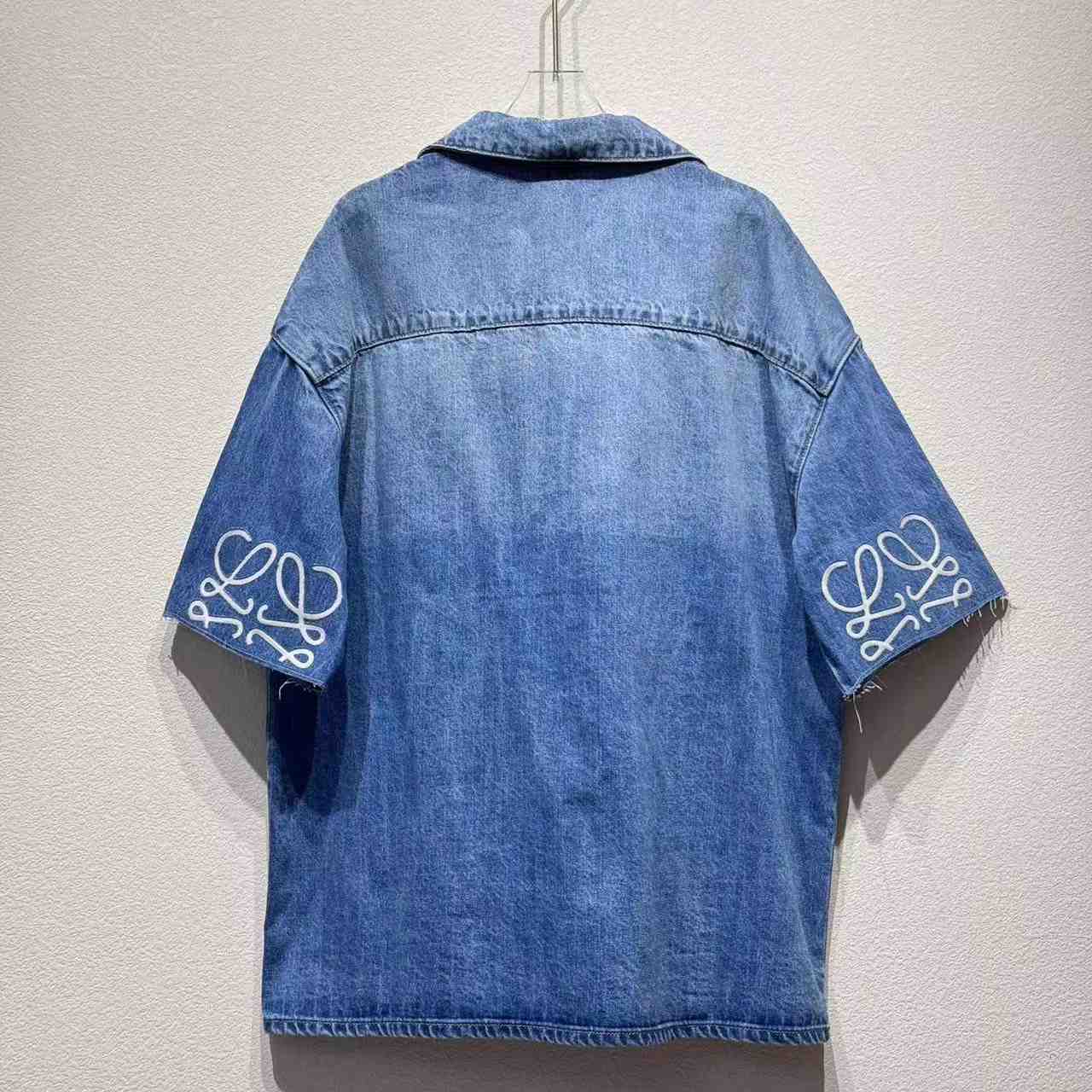 Loewe Anagram Short Sleeve Shirt In Denim - DesignerGu