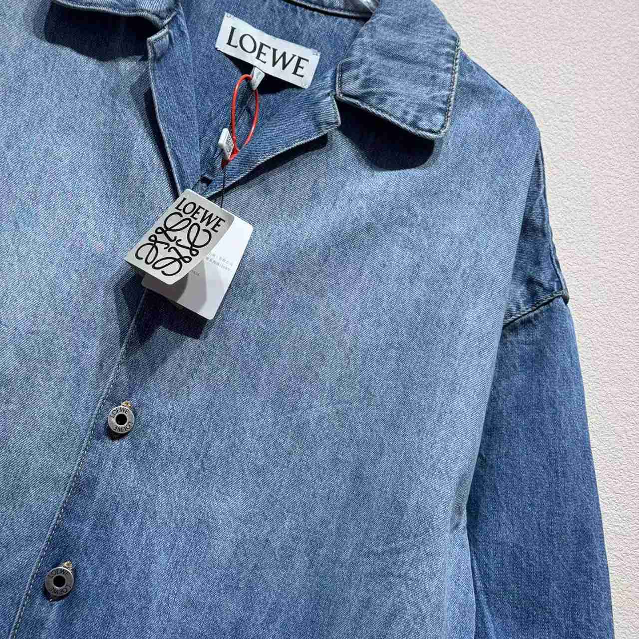 Loewe Anagram Short Sleeve Shirt In Denim - DesignerGu