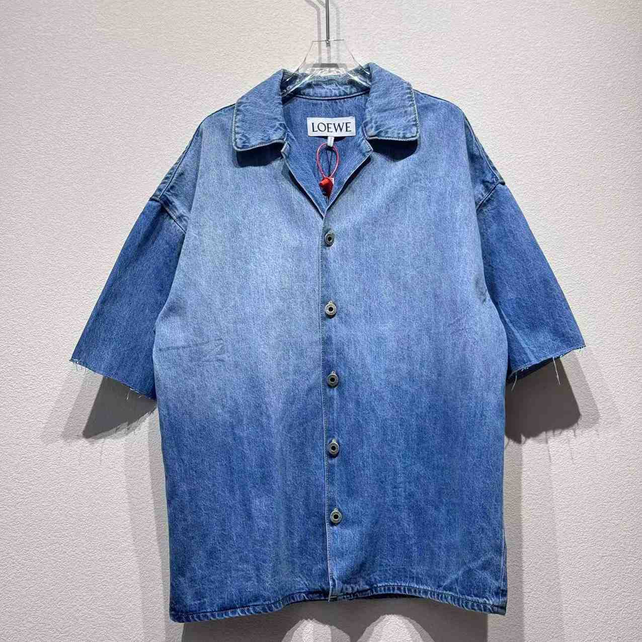 Loewe Anagram Short Sleeve Shirt In Denim - DesignerGu