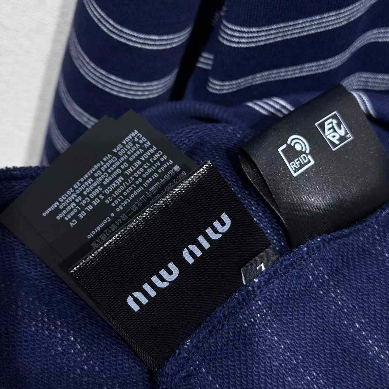 Miu Miu Striped Zipper Polo Shirt - DesignerGu