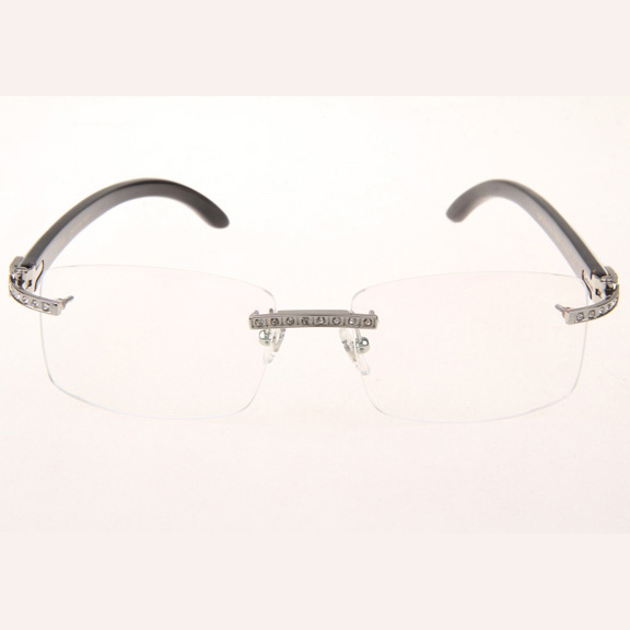 Cartier CT_3524012 Diamond White Mix Black Buffalo Eyeglasses In Silve - DesignerGu