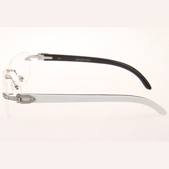 Cartier CT_3524012 Diamond White Mix Black Buffalo Eyeglasses In Silve - DesignerGu