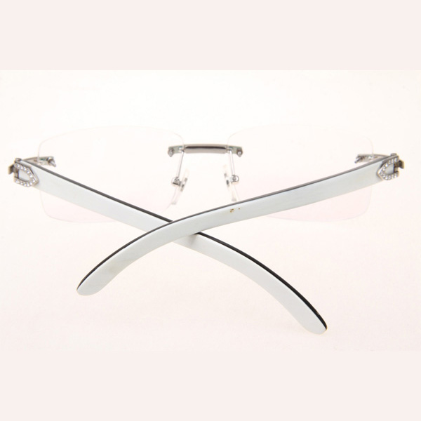 Cartier CT_3524012 Diamond White Mix Black Buffalo Eyeglasses In Silve - DesignerGu