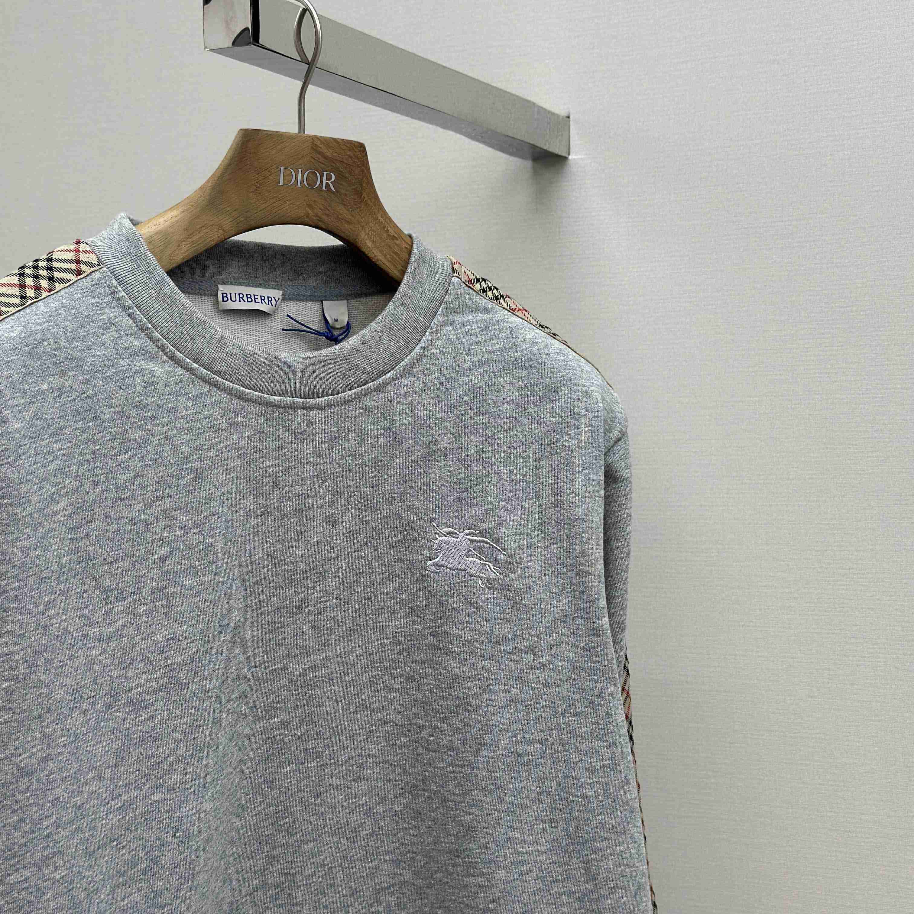 Burberry Check Trim Cotton Sweatshirt - DesignerGu