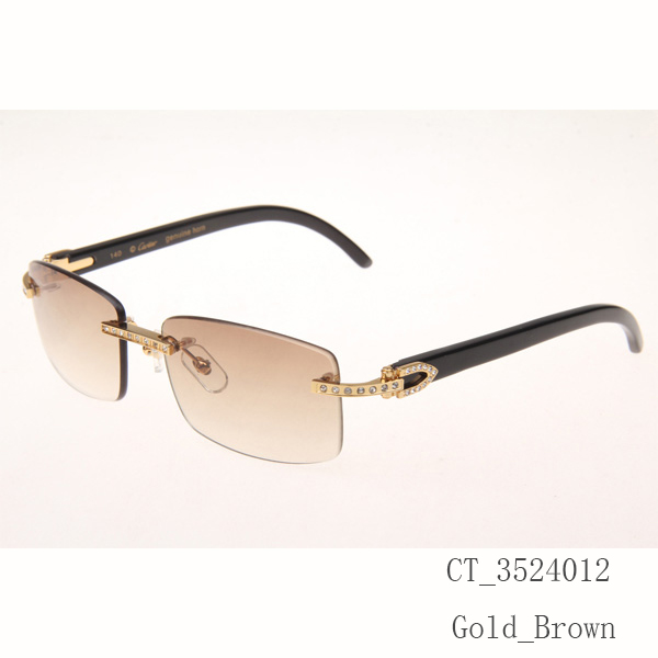 Cartier CT_3524012 Diamond Black Buffalo Eyeglasses In Gold Brown - DesignerGu