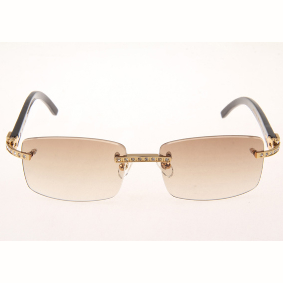 Cartier CT_3524012 Diamond Black Buffalo Eyeglasses In Gold Brown - DesignerGu