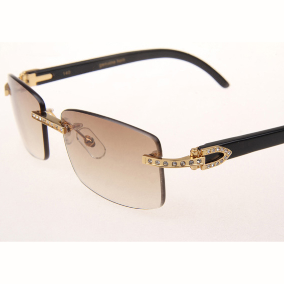 Cartier CT_3524012 Diamond Black Buffalo Eyeglasses In Gold Brown - DesignerGu