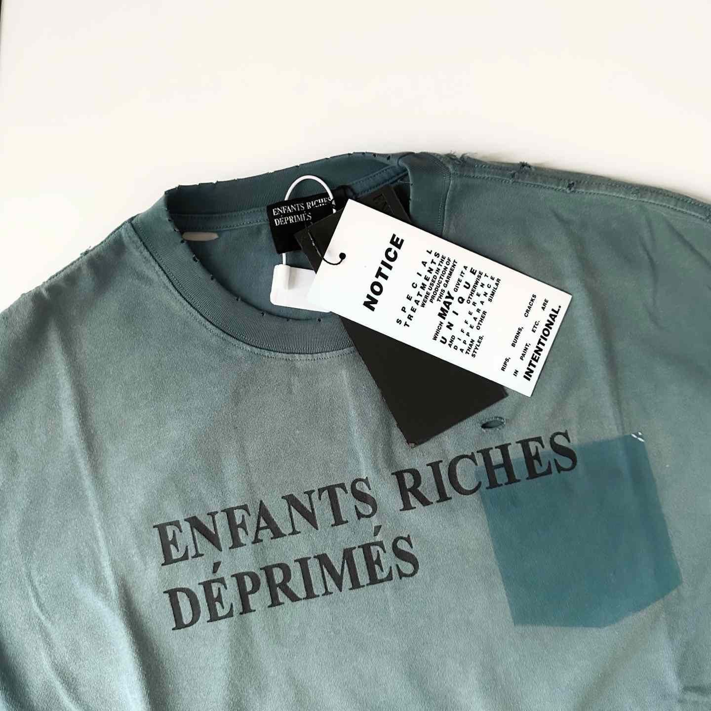 Enfants Riches Déprimés Classic Logo Long-Sleeve T-Shirt 'Stained Blue' - DesignerGu