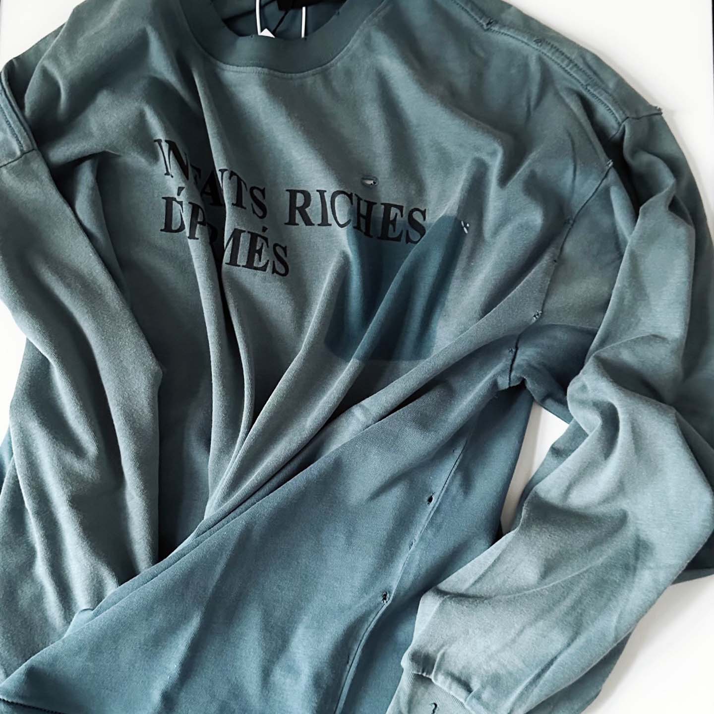 Enfants Riches Déprimés Classic Logo Long-Sleeve T-Shirt 'Stained Blue' - DesignerGu