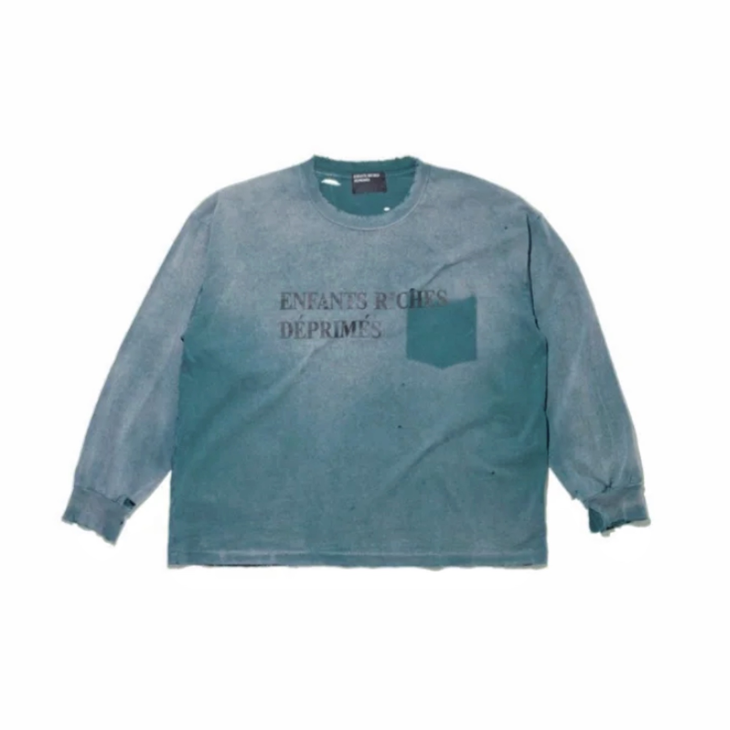 Enfants Riches Déprimés Classic Logo Long-Sleeve T-Shirt 'Stained Blue' - DesignerGu