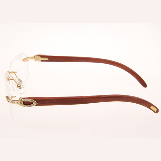 Cartier CT_3524012 Diamond Wood Eyeglasses In Gold - DesignerGu