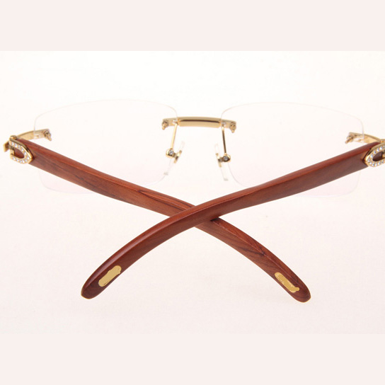 Cartier CT_3524012 Diamond Wood Eyeglasses In Gold - DesignerGu