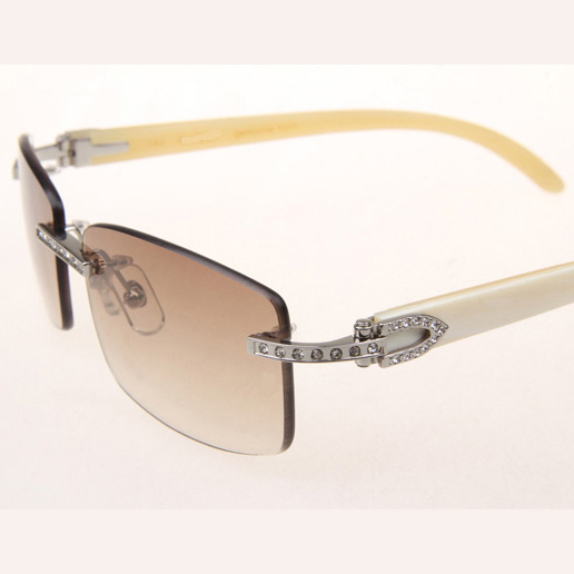 Cartier CT_3524012 Diamond White Buffalo Sunglasses In Silver Brown - DesignerGu